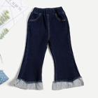 Shein Toddler Girls Contrast Plaid Raw Hem Jeans