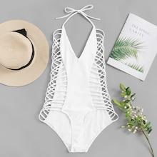 Shein Ladder Cut-out Plain Swimsuit