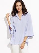 Shein Blue Vertical Striped Kimono Sleeve Boxy Blouse