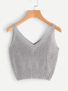 Shein Double V Crop Knit Top