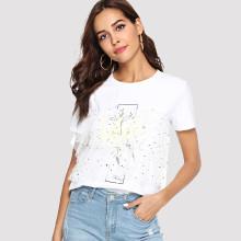 Shein Star Mesh Contrast Tee