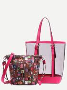 Shein Hot Pink Trim Clear Shopper Bag With Canvas Crossbody Bag