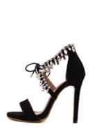 Shein Black Peep Toe Diamond Stiletto Heels