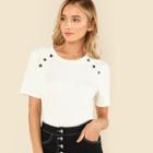 Shein Button Detail Ribbed Knit Tee
