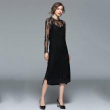 Shein Split Side Lace Contrast Dress