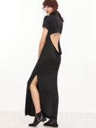 Shein Cowl Neck Cutout Draped Back Side Slit Dress