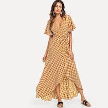 Shein Flutter Sleeve Polka Dot Wrap Dress