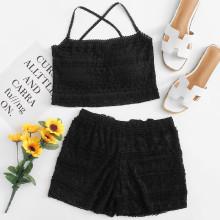 Shein Lace Top & Shorts Pj Set