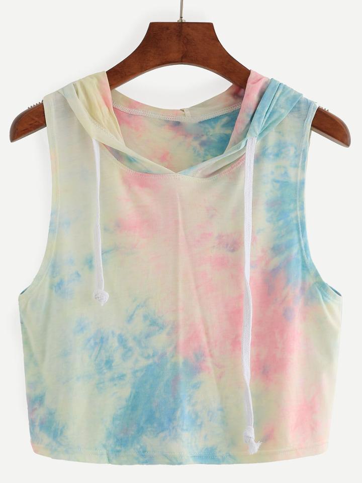 Shein Multicolor Hooded Tie-dye Tank Top