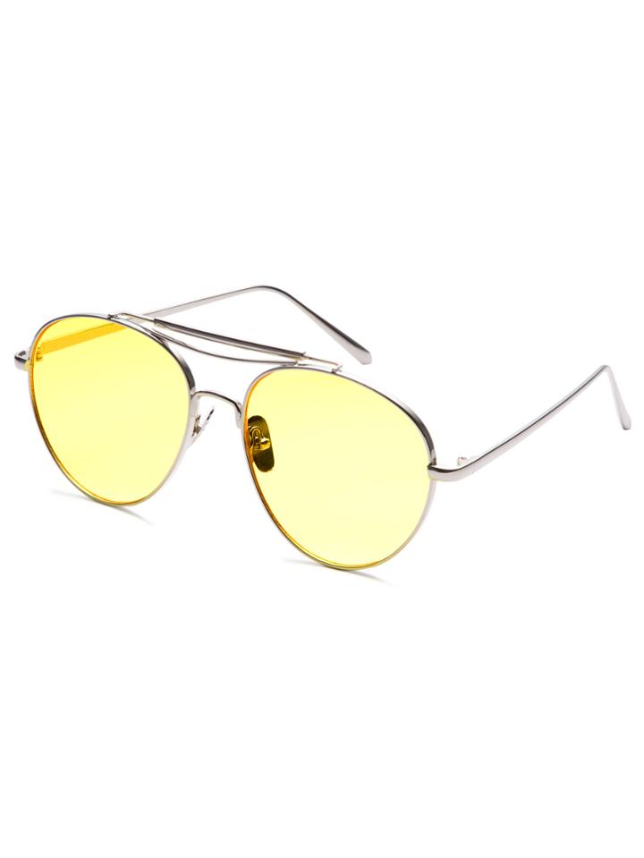 Shein Yellow Aviator Sunglasses With Brow Bar