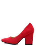 Shein Red Square Toe Chunky Heel Pumps