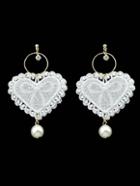 Shein Lace Love Pearl Pendant Creative Personality Earrings