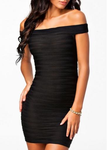 Rosewe Charming Off The Shoulder Black Sheath Dress For Woman