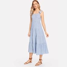 Shein Self Tie Shoulder Striped Layered Dress
