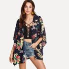 Shein Dolman Sleeve Floral Kimono