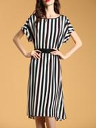 Shein Batwing Sleeve Stripe Sheath Dress