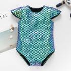 Shein Girls Fish Scale Print Romper