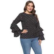 Shein Plus Polka Dot Tiered Sleeve Blouse