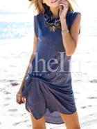 Shein Blue Sleeveless Asymmetric Dress