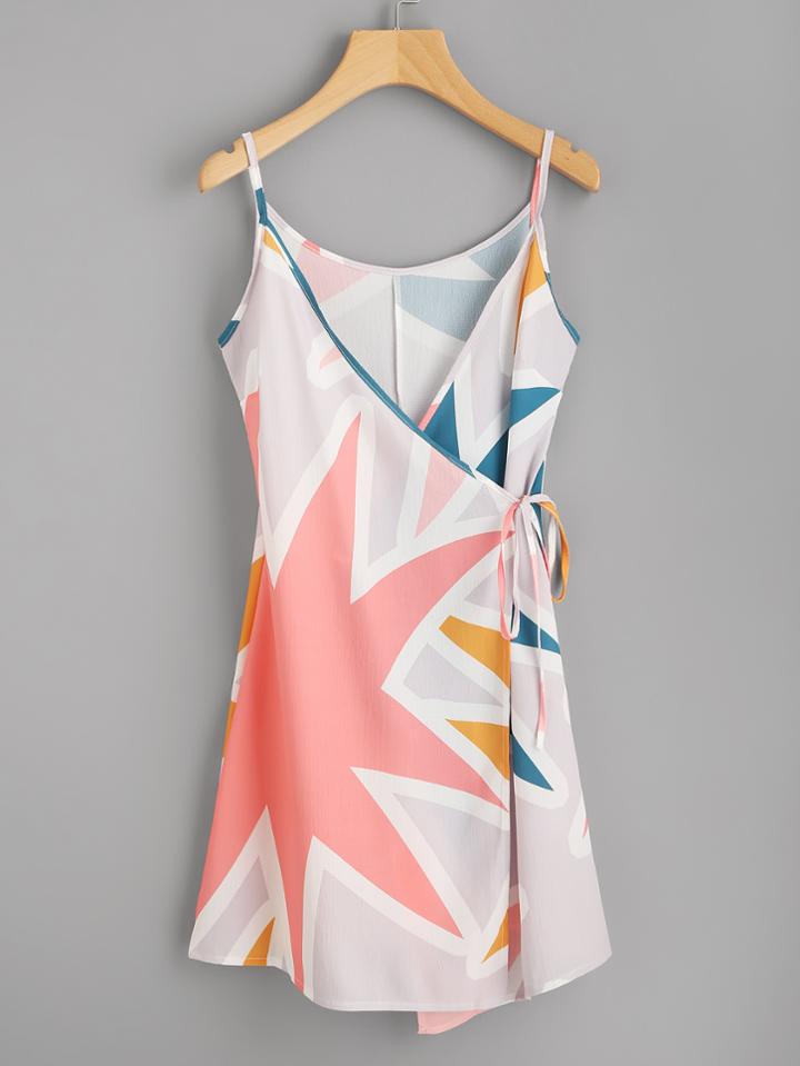 Shein Abstract Geo Print Tie Detail Cami Dress