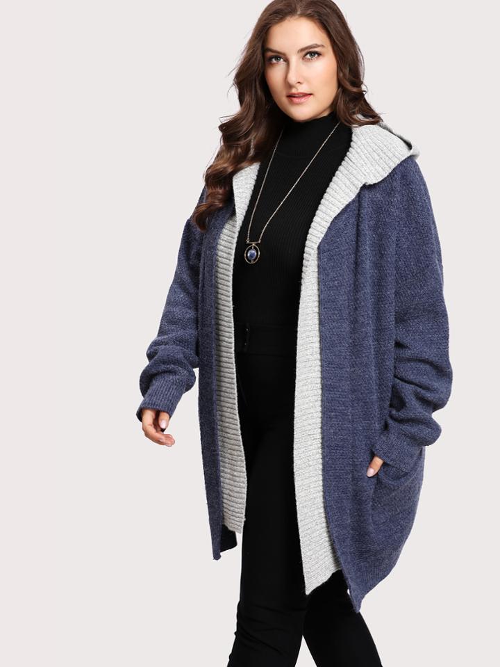 Shein Pocket Patch 2 In 1 Hoodie Cardigan