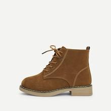 Shein Toddler Kids Zipper Detail Lace-up Ankle Boots