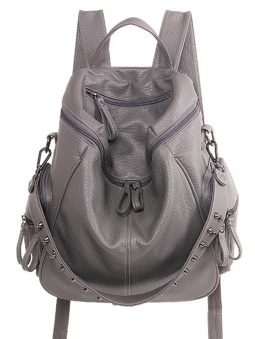 Shein Studded Top Zip Backpack - Grey