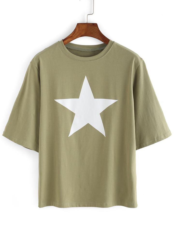 Shein Star 46 Print Loose T-shirt