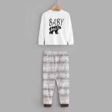 Shein Boys Letter Print Blouse With Deer Print Pants
