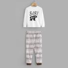Shein Boys Letter Print Blouse With Deer Print Pants