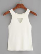 Shein White Halter Neck Cut Out Sweater Tank
