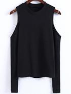 Shein Black Cold Shoulder Ribbed Top