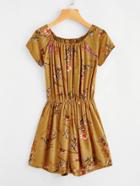 Shein All Over Botanical Print Playsuit