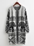 Shein Elephant Print Longline Cardigan