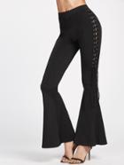 Shein Grommet Lace Up Side Flare Pants