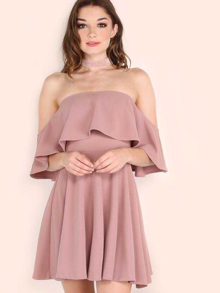 Shein Frill Bardot Skater Dress