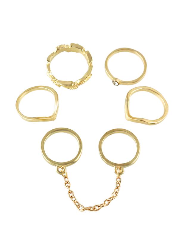 Shein (6 Pcs One Set ) Gold Color Midi Finger Ring Set