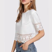 Shein Keyhole Back Laser Cut Crop Top