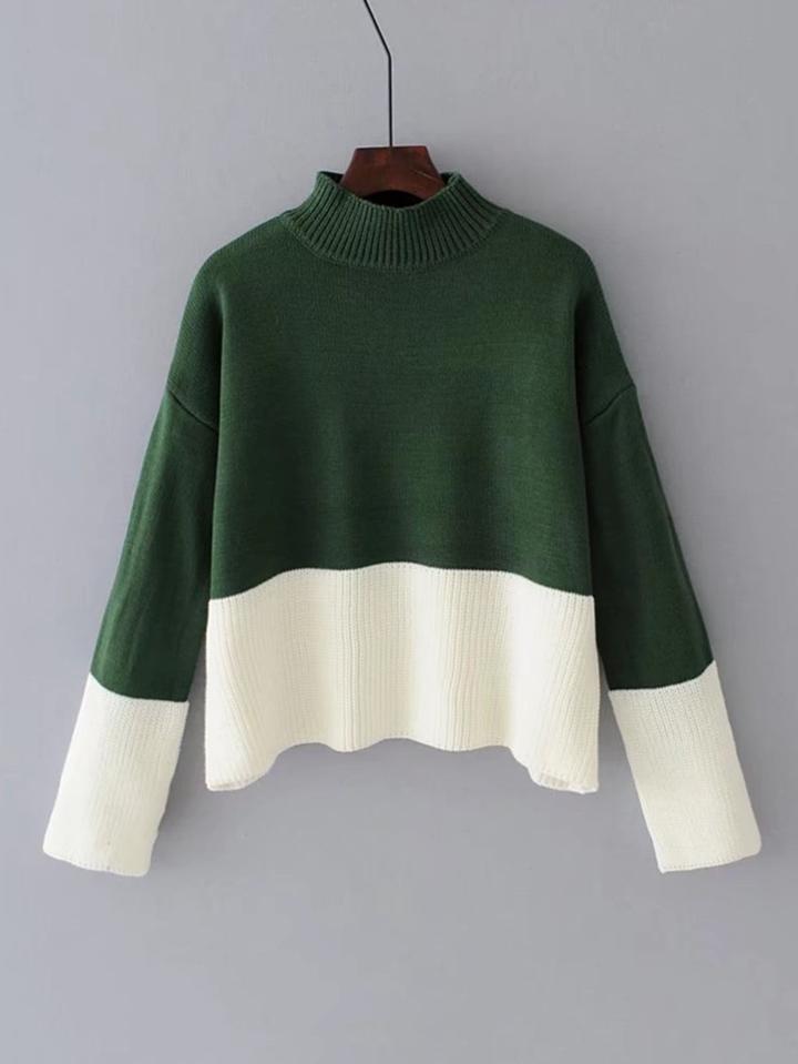 Shein Two Tone Ribbed Pullover Sweater