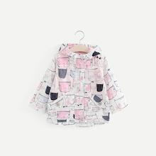 Shein Girls Cat Print Hooded Coat