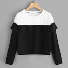 Shein Ruffle Two Tone Sweatshirt