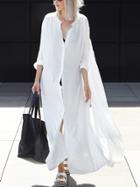 Shein White Split Shirt Dress