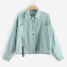 Shein Plus Solid Single Breasted Corduroy Jacket