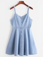 Shein Single Breasted Slip Denim Dress
