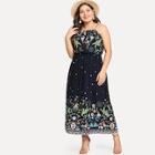 Shein Plus Fringe Drawstring Floral Print Dress