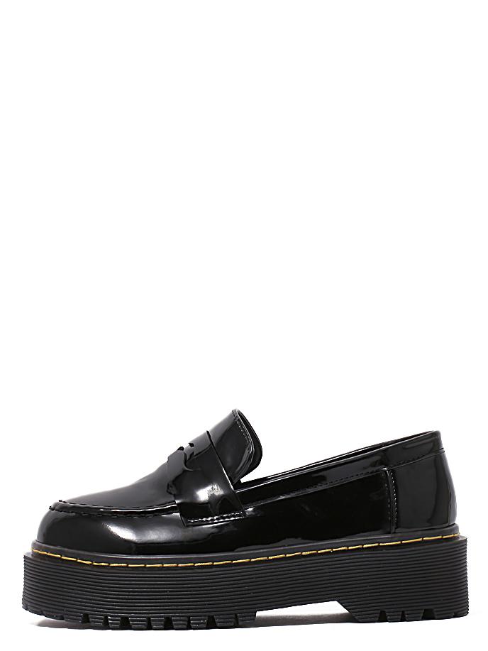 Shein Black Patent Leather Round Toe Wedges