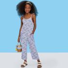 Shein Girls Pocket Side Mixed Print Halterneck Jumpsuit