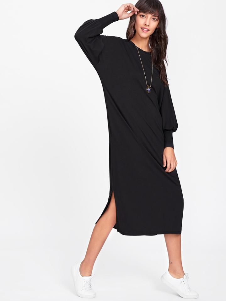Shein Lantern Sleeve Side Split Dress