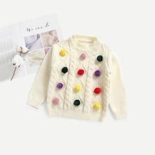 Shein Toddler Girls Pom Pom Detail Sweater
