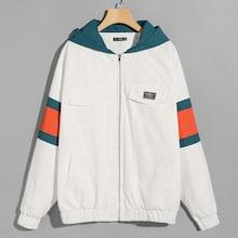 Shein Men Cut And Sew Pocket Front Hooded Jacket